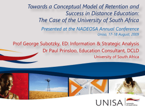 Towards a Conceptual Model of Retention and Success in Distance