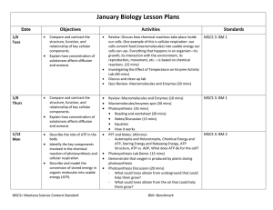 January Biology Lesson Plans Date Objectives Activities Standards