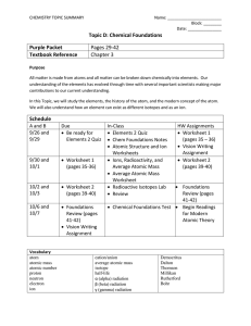 Topic D: Chemical Foundations Purple Packet