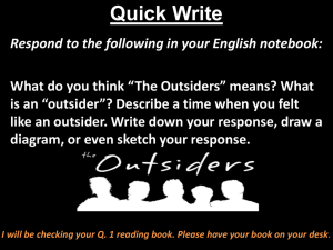 “The Outsiders” means? What is an “outsider”?