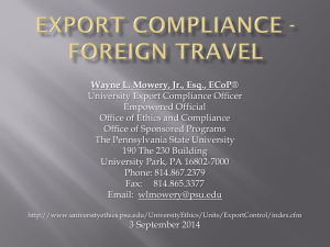 EXPORT COMPLIANCE INTRO