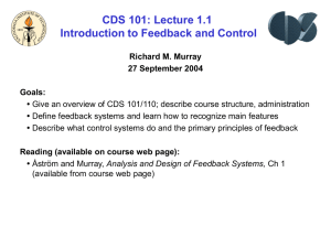 CDS 101, Lecture 1 - Control & Dynamical Systems