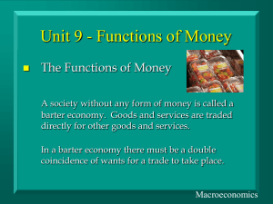 Unit 9 - Functions of Money