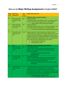 What are the Major Writing Assignments of English 100ESP?