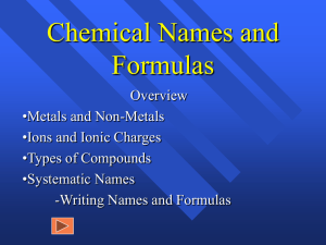 PowerPoint Presentation - Chemical Names and Formulas