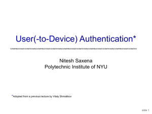 Lecture 11: User Authentication - Information Systems and Internet