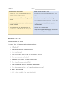 Soils Unit Name: Students will know and understand Students will