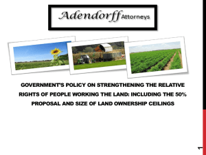 Policy on strengthening the relative rights of people working the land