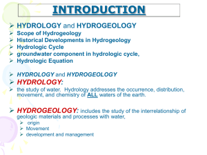 Groundwater component in the hydrologic cycle