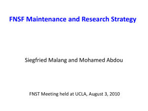 FNSF maintenance and research strategy