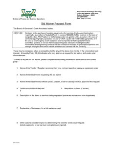 Bid Waiver Request Form - Procurement & Strategic Sourcing