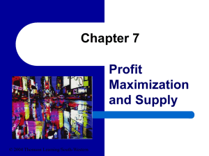 Profit Maximization and Supply