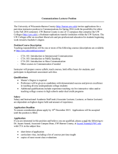Communications Lecturer Position The University of Wisconsin