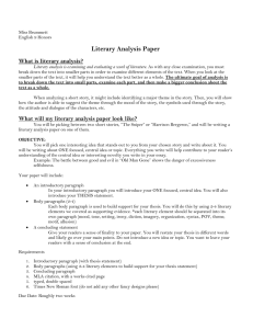 Literary Analysis Paper Outline - Avon Community School Corporation