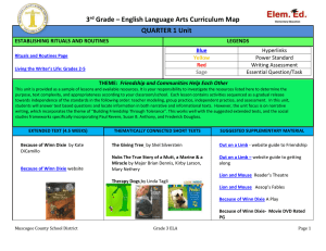 3 rd Grade – English Language Arts Curriculum Map QUARTER 1