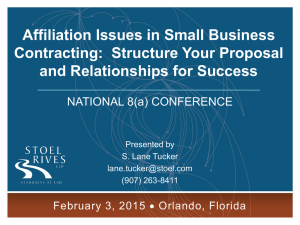 Affiliation Issues in Small Business Contracting: Structure Your