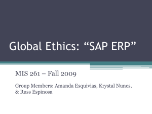 Global Ethics: “Direct Result of SAP ERP Systems”