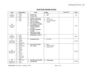 South pacific Schedule of scenes