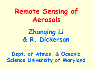 Special Lecture Remote sensing of Aerosols