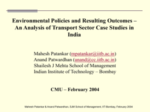 Outcome of environmental policy – Case Studies