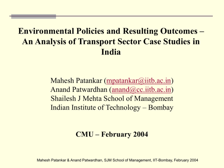 Outcome Of Environmental Policy Case Studies