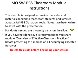 Classroom Module Encouraging Expected Behavior: Overview