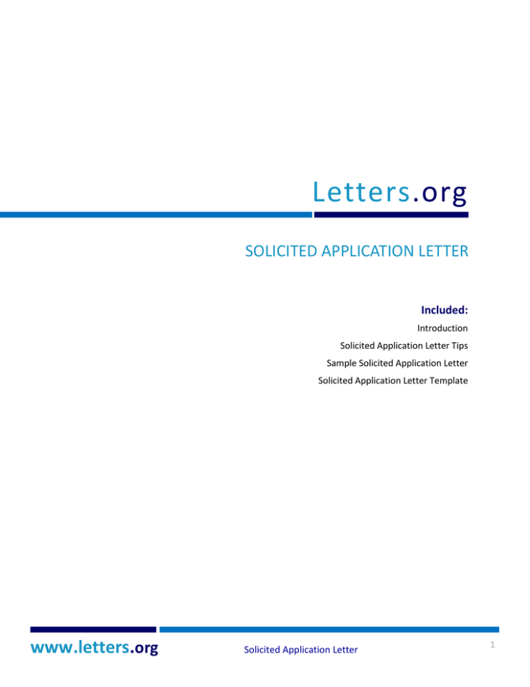 define a solicited application letter