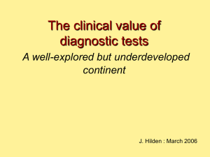 The clinical value of diagnostic tests A well
