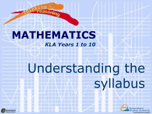 Understanding the syllabus - Queensland Curriculum and