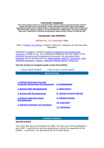 Corporate Law Bulletin 112 - December 2006