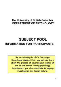 Subject Pool: Information for Participants