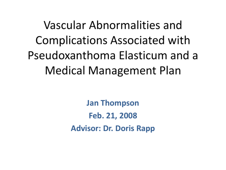 Research Trends In Pseudoxanthoma Elasticum PXE 