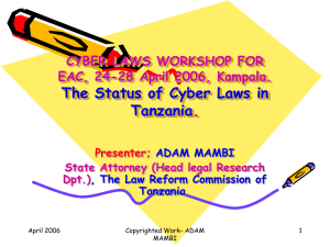 model law vis-à-vis ict - Tanzania Development Gateway