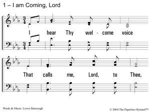 I am Coming, Lord - The Paperless Hymnal