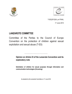 Opinion on Article 23 of the Lanzarote Convention and its