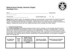 National Honor Society, Xaverian Chapter Character Reference Form