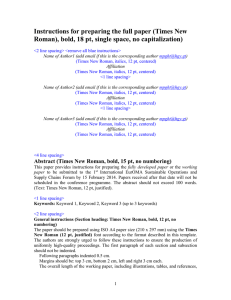 Instructions for preparing the full paper (Times New Roman), bold