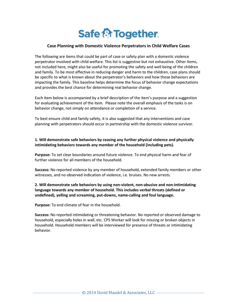 Case Planning With Domestic Violence Perpetrators In Child Welfare