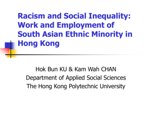 Work and Employment of South Asian Ethnic Minority in Hong Kong