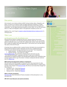 Competency Training News Digest April 2014 Dear partner We're