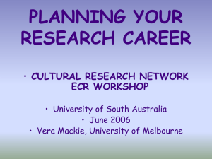 PLANNING YOUR RESEARCH CAREER