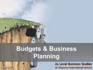 Budgets and Cash Flow