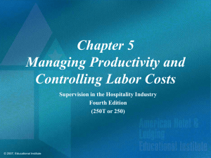Supervision in the Hospitality Industry Chapter 5 Power Point