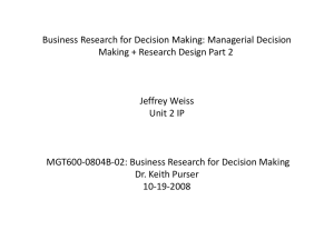 Business Research for Decision Making: Managerial Decision