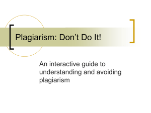 Plagiarism: Don't Do It! - College of Saint Benedict & Saint John's