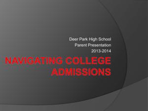 Navitgating College Admissions - Deer Park Community City Schools