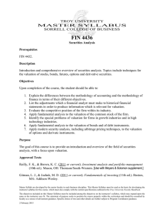 FIN 4436 - the Sorrell College of Business at Troy University
