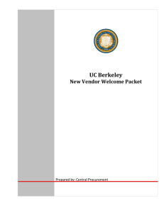 UC Berkeley New Vendor Welcome Packet