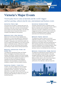 Victoria's Major Events Victoria plays host to some of Australia and