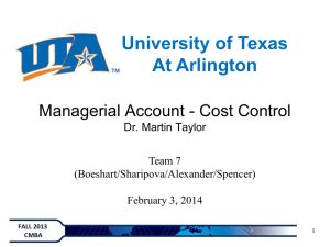 Cost Control PPT Presentation - The University of Texas at Arlington